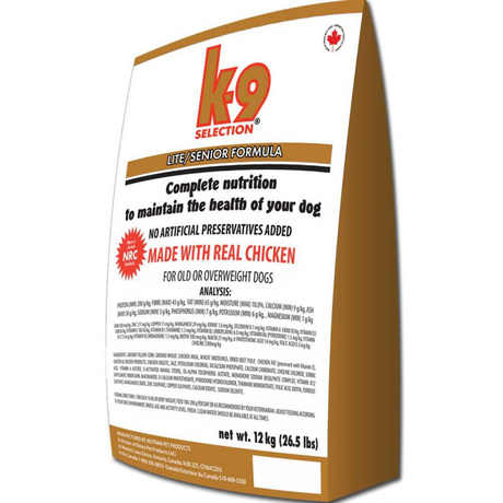 Сухой корм K-9 Selection Lite Formula для пожилых и малоактивных собак всех пород (курица)