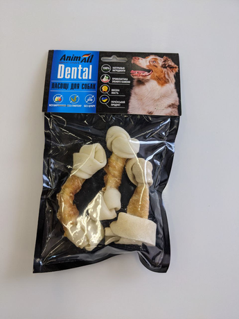 AnimAll Dental кость баварская узловая №2L с мясом курицы, 10-12 см (толстые)