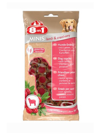 8in1 Minis Lamb & Cranberry ласощі з ягням і журавлиною для собак