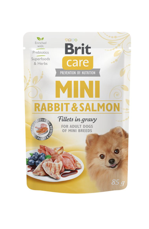 Консерва Brit Care Dog Mini Fillets In Gravy з кроликом та лососем ля дорослих собак малих та мініатюрних порід