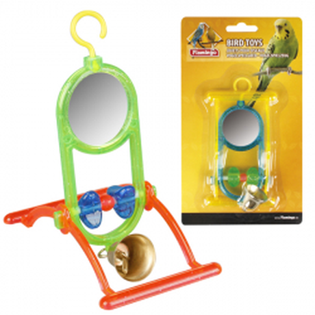Flamingo MIRROR+BELL игрушка для попугаев зеркало с колокольчиком и жердочкой