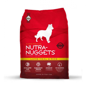 Сухий корм Nutra Nuggets Lamb Rice (Нутра Наггетс ягня і Рис) для дорослих собак схильних к травленнямой аллергии (червона)