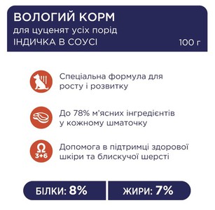 Клуб 4 лапи Premium Вологий корм для цуценят з індичкою в соусі, 100 г