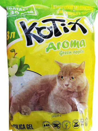 KOTIX Наповнювач силікагелевий для котячого туалету Green Apple