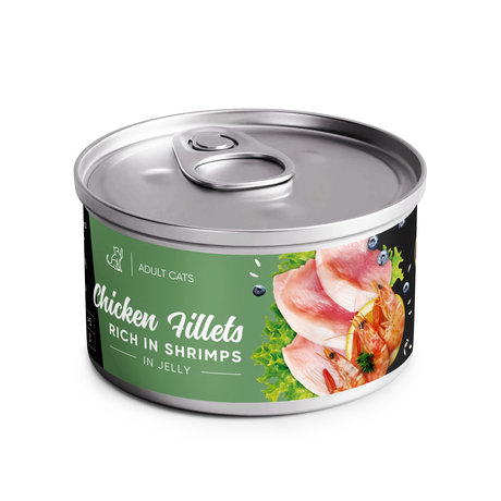 Savory Chicken Fillets Rich In Shrimp In Jelly For Adult Cats Вологий Корм Філе Курки З Креветками В Желе Для Котів, 70 Г Фото Від Dog.Com.Ua
