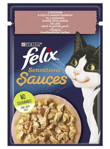 Felix Sensations Sauces Вологий корм для котів з лососем та креветками, 85 г