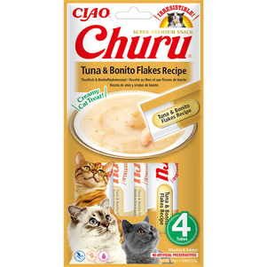Inaba Churu Ласощі Для Котів, Вершковий Мус В Стіках, Тунець З Пластівцями Боніто 4*14 Г Фото Зоомагазину Dog.Com.Ua