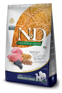 Сухий корм Farmina (Фарміна) N & D Low Grain Dog Lamb and Blueberry Adult Medium & Maxi для дорослих собак середніх і великих порід з ягням