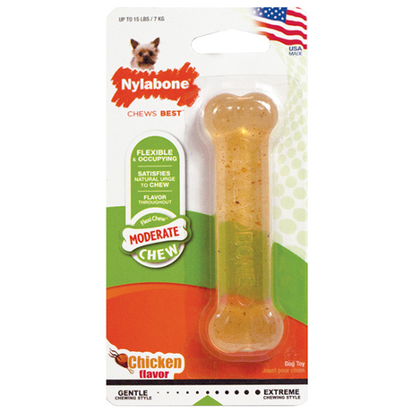 Nylabone Flexi Chew Petite НІЛАБОН ФЛЕКСІ ЧИЮ жувальна іграшка кістка для собак до 7 кг з помірним стилем гризіння, смак курки