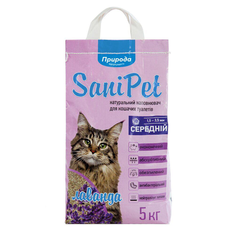 Природа Sani Pet Наповнювач Бентонітовий Середній З Лавандою, 5Кг Фото Від Dog.Com.Ua