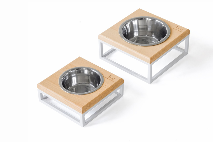 Harley And Cho Одна Миска На Підставці Lunch Bar Natural Wood + White (Світле Дерево + Білі Ніжки) Фото Від Dog.Com.Ua