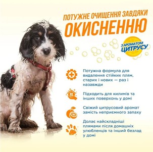 OUT! Оранж ОКСИ Сверхмощное средство для удаления пятен и запаха от жизнедеятельности собак и кошек