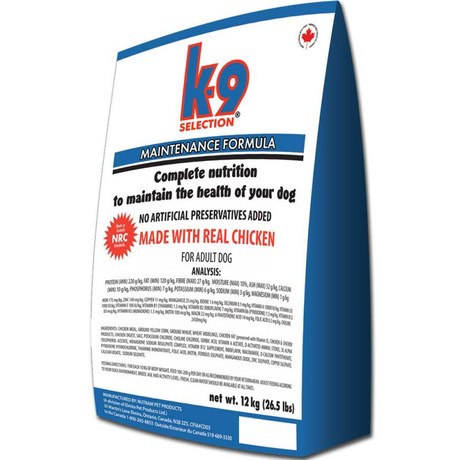 Сухой корм K-9 Selection Maintenance Formula для взрослых собак средних пород (курица)