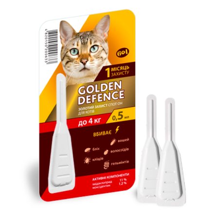 Palladium Golden Defence Краплі від бліх і кліщів для котів, 1 уп.(1 піпетка)