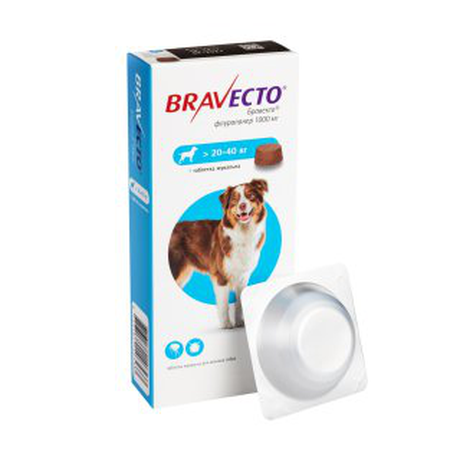 Таблетка Bravecto (Бравекто) від бліх та кліщів для собак вагою 20-40 кг