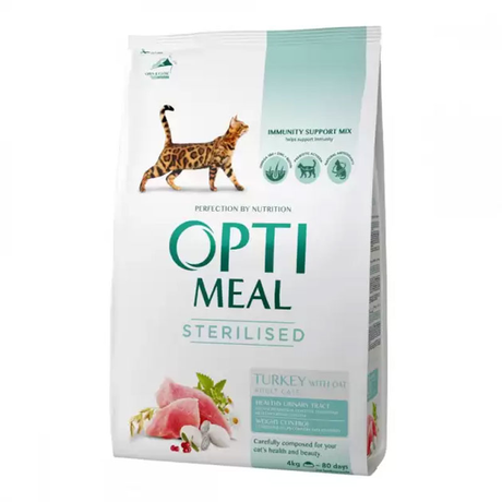 Optimeal сухий корм для стерилізованих котів індичка та овес