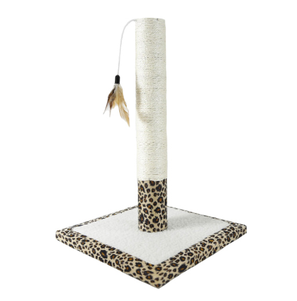 АнимАлл Когтеточка-столбик СИЗАЛЬ в леопардовом принте с перышком, 42 см