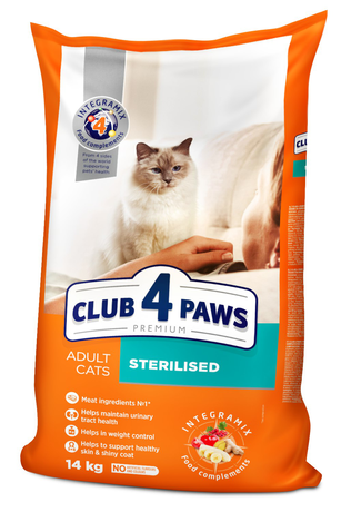 CLUB 4 PAWS Преміум "Стерилізовані" сухий повнораційний корм для дорослих стерилізованих кішок
