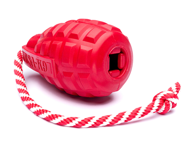 SodaPup Grenade Reward Toy Red Іграшка граната на мотузку для собак, червона