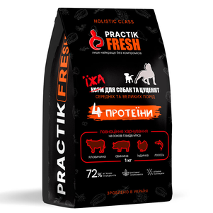 Practik Fresh Сухий Корм Для Собак Всіх Порід І Вікових Груп (4 Види М'Яса) Фото Зоомагазину Dog.Com.Ua