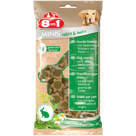 8in1 Minis Rabbit & Herbs ласощі з кроликом та травами для собак