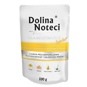 Пауч Dolina Noteci Premium для щенков, юниоров собак маленьких пород с куриным желудком и печенью теленка, 100 гр