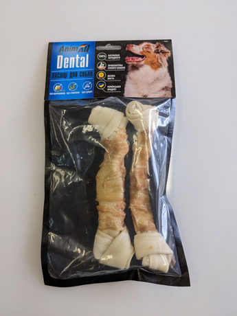 AnimAll Dental кістка баварська вузлова №4M з м'ясом курки, 17-19 см