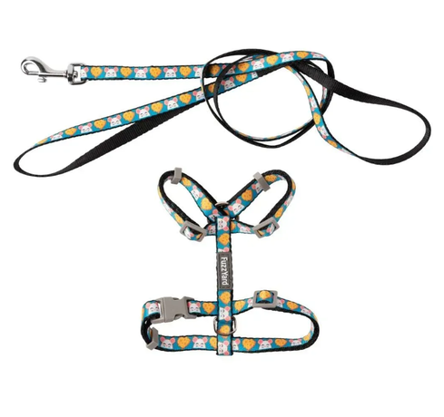 Fuzzyard Набор Амуниции Сырные Сердца Для Прогулок С Котом Фото От Dog.Com.Ua