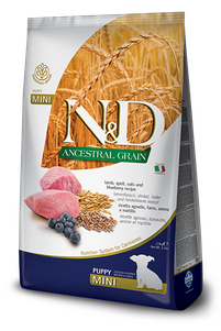 Сухий корм Farmina (Фарміна) N & D Low Grain Dog Lamb & Blueberry Puppy Mini для цуценят малих порід з ягням