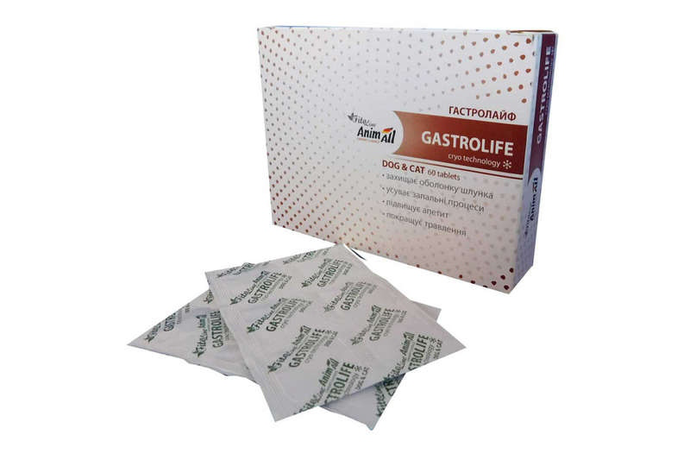 AnimAll VetLine FitoLine Gastrolife Таблетки для комплексного лікування ШКТ для собак та кішок