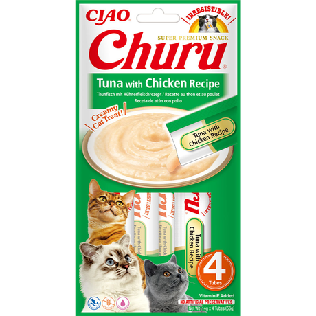 Inaba Churu Ласощі Для Котів, Вершковий Мус В Стіках, Тунець/Курка 4*14 Г Фото Від Dog.Com.Ua