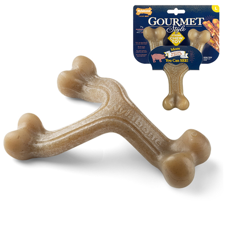 Nylabone Gourmet Wishbone Bacon Потрійна Жувальна Кістка Зі Смаком Бекону Для Собак Фото Від Dog.Com.Ua