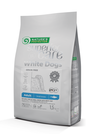 Nature'S Protection White Dogs Adult Small And Mini Breeds Grain Free With Herring Для Взрослых Собак Мелких Пород С Белой Шерстью (Сельдь) Фото От Dog.Com.Ua