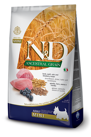 Сухий корм Farmina (Фарміна) N & D Low Grain Dog Lamb and Blueberry Adult Mini для дорослих собак малих порід з ягням