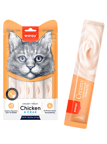 Wanpy Creamy Lickable Treats Chicken & Crab Ванпі Курка З Крабом Рідкі Ласощі Для Котів Фото Від Dog.Com.Ua