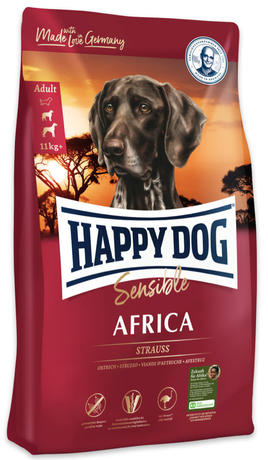 Сухой корм Happy Dog Africa беззерновой корм для взрослых собак всех пород с чувствительным пищеварением (страус)