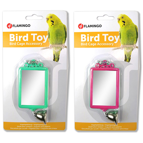 Flamingo Mirror Straight+Bell ФЛАМІНГО іграшка для папуг прямокутне дзеркало з дзвіночком