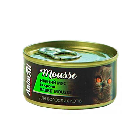 Animall Вологий Корм Для Котів Ніжний Мусс З Кролятини, 80 Г Фото Від Dog.Com.Ua