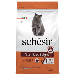 Schesir Cat Sterilized & Light ШЕЗИР СТЕРИЛІЗОВАНІ ЛАЙТ КУРИЦЯ сухий монопротеїновий корм для стерилізованих кішок та кастрованих котів, для кото