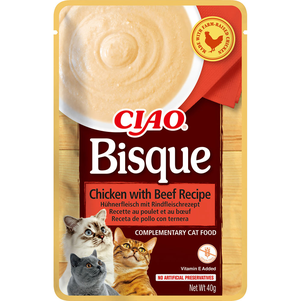 Inaba Ciao Bisque Пауч Для Кошек, С Курицей И Говядиной (Пюре) Фото Зоомагазина Dog.Com.Ua