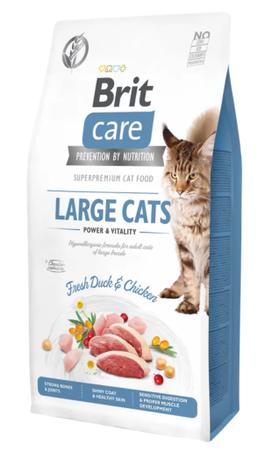 Brit Care Cat Grain Free Large Cats Power & Vitality для взрослых кошек крупных пород (утка, курица)