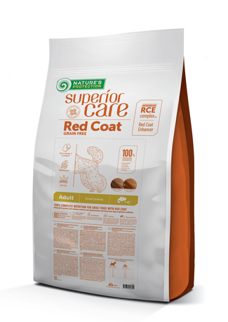Nature's Protection Red Coat Grain Free Adult Small Breeds with SALMON для взрослых собак мелких пород с рыжим оттенком шерсти (лосось)