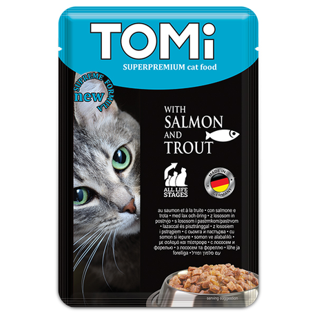 TOMi Salmon Trout ТОМИ ЛОСОСЬ ФОРЕЛЬ суперпремиум влажный корм, консервы для котов, пауч