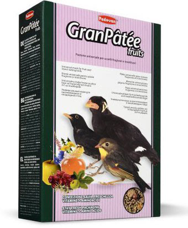 Padovan Granpatee fruits Для комахоїдних та плодоїдних птахів (майни, дрозди, шпаки, жайворонки, солов'ї, білобровики та ін.)
