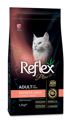 Reflex Plus (Рефлекс Плюс) для котів, які живуть у приміщенні та виведення шерсті з лососем