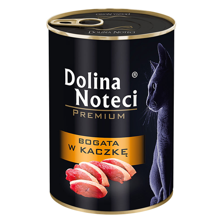 Корм консервований Dolina Noteci Premium для котів, м'ясні шматочки в соусі з качкою, 400 г