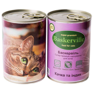 Baskerville вологий корм для кішок з качкою та індичкою