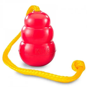 Kong Classic прочная интерактивная игрушка для закладки лакомств для собак с веревкой