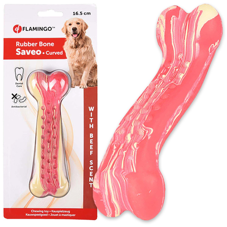 Flamingo Rubber Saveo Curved Bone Beef ФЛАМІНГО САВЕО ВИГНЕНА КІСТКА іграшка для собак, гума, смак яловичини