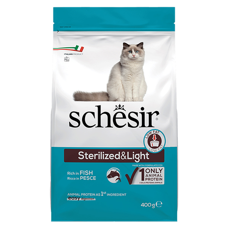 Schesir Cat Sterilized&Light Сухий Корм Для Стерилізованих Кішок Та Кастрованих Котів З Рибою, 400 Г Фото Від Dog.Com.Ua